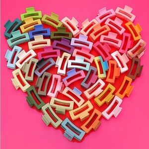 SOLID COLOR oversized hair clip claw SET OF 3 CLIPS mixed COLOR